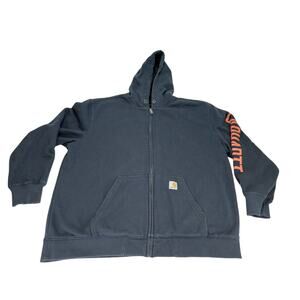Carhartt Mens Rain Defender Fleece Lined Graphic Full Zip Sweatshirt Navy XL
